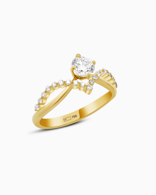 18K Yellow Gold Lab Diamond Bypass Ring – 0.68 CTW Round Brilliant