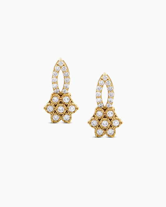 Heirloom Flower Diamond Drop Studs