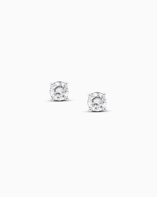 Natural Diamond Stud Earrings in 18K White Gold – 0.47 CTW