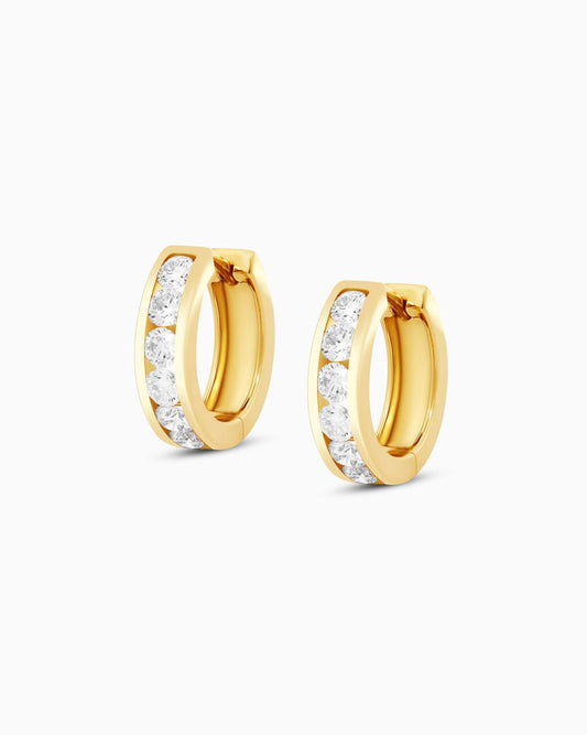 Lab Grown Diamond Huggie Hoop Earrings in 18K Yellow Gold – 0.81 CTW
