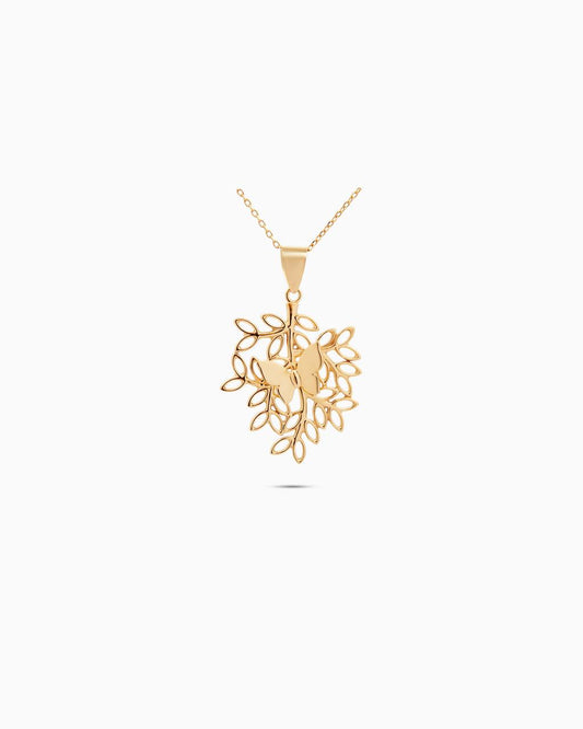 18K Gold Butterfly Leaf Pendant