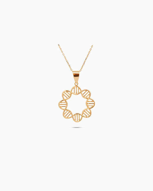 18K Gold Helix Circle Pendant