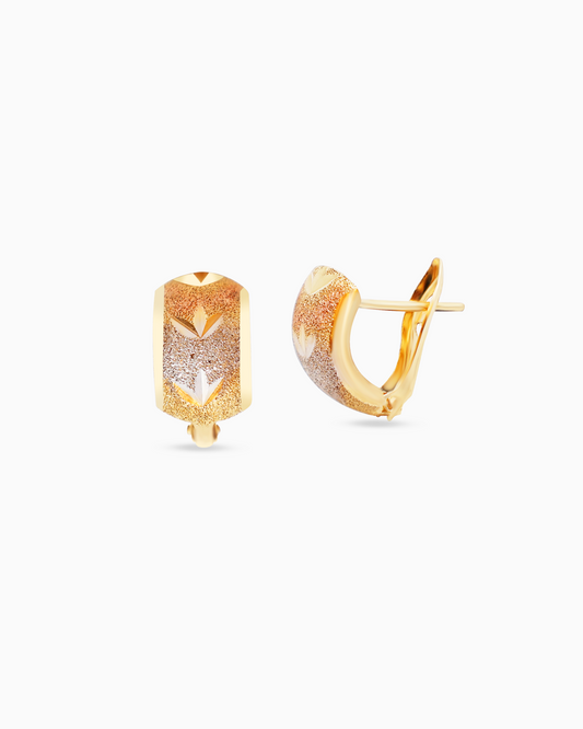 18K Tri-Color Gold Earrings - 1.37g