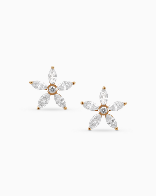 The 5-Petal Marquise Diamond Floral Studs (0.90ctw)