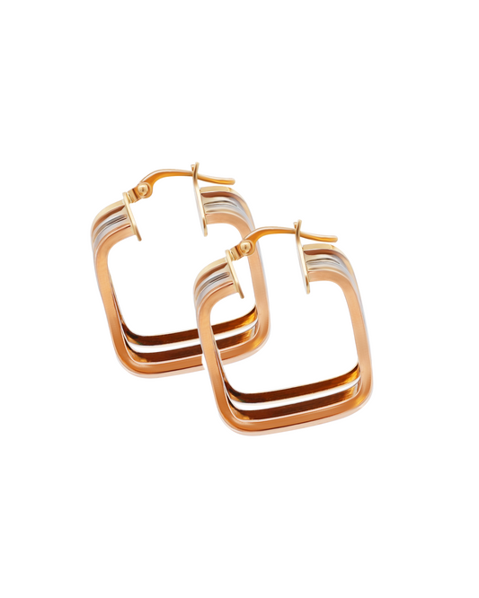 18K Tri-Color Gold Earrings - 2.79g