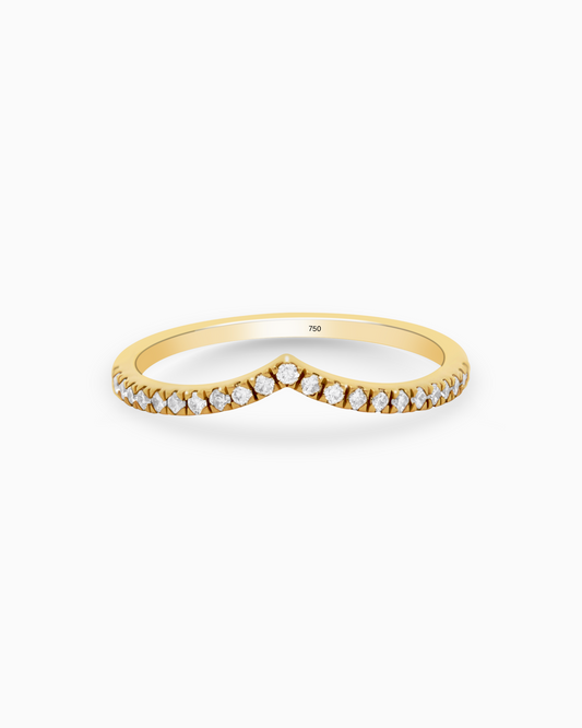 Natural Diamond Pavé Chevron Band in 18K Yellow Gold