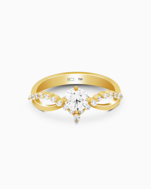18K Yellow Gold Lab Diamond Bypass Ring – 0.68 CTW Round Brilliant