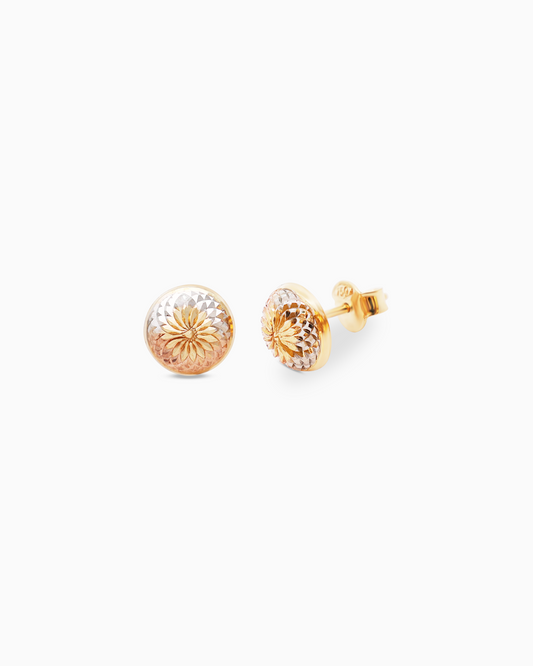 18K Tri-Color Gold Earrings - 1.76g