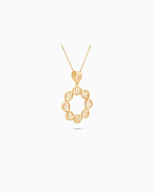 18K Gold Helix Circle Pendant